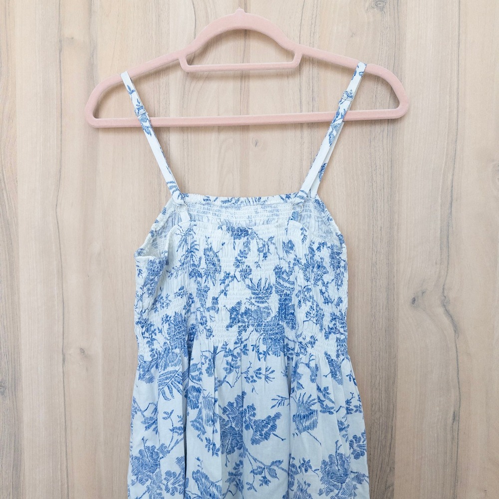 Universal Thread Floral Linen Blend Sundress XS Blue Smocked Cottage Coastal - Picture 6 of 8
